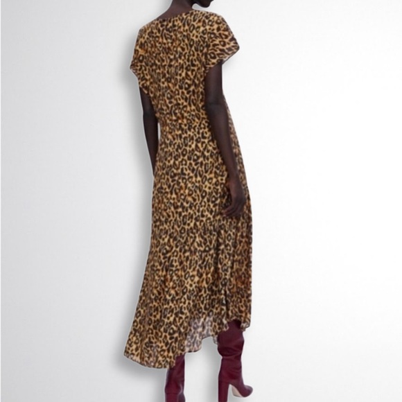 Zara Leopard Print Boho Maxi Dress Sz. Small NWT - Picture 8 of 12